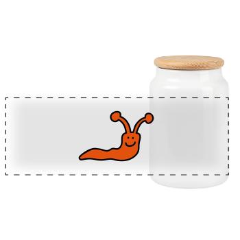 Worm - Panoramic Cookie Jar with Wooden Lid - white - Front