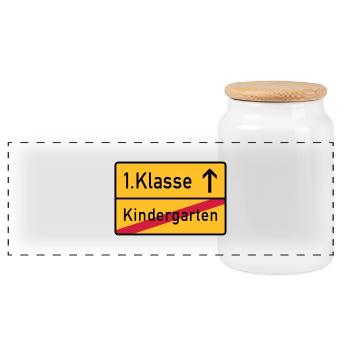 erste klasse - Panorama Keksdose mit Holzdeckel - Weiß - Vorne