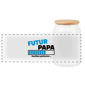 futur papa veuillez patienter - Boîte à biscuits avec couvercle en bois - blanc - Devant