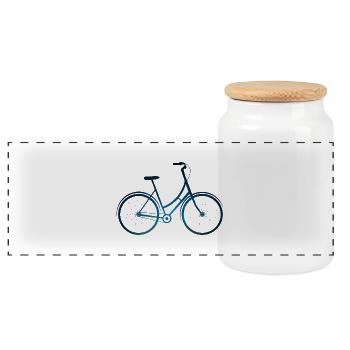 Bicycle - Panoramic Cookie Jar with Wooden Lid - white - Front