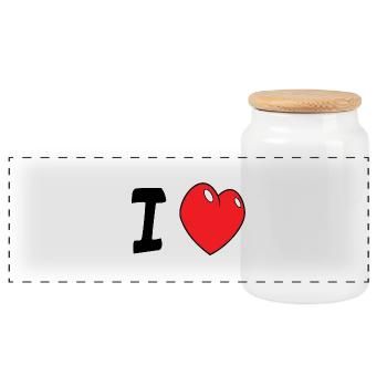 i love - Panorama Keksdose mit Holzdeckel - Weiß - Vorne