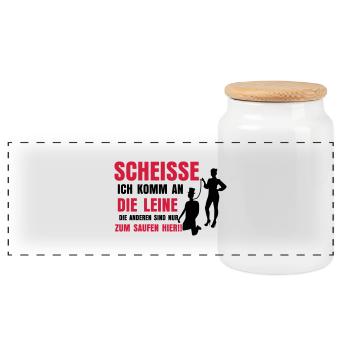 SCHEISSE ICH KOMM AN DIE - Panorama Keksdose mit Holzdeckel - Weiß - Vorne