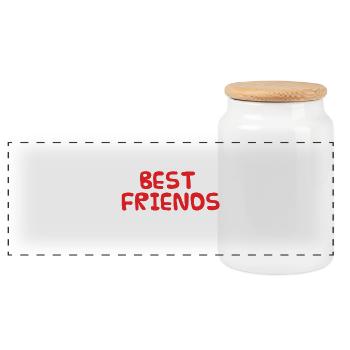 Best Friends: Best Friends. It'sa promise, not a - Panoramic Cookie Jar with Wooden Lid - white - Front