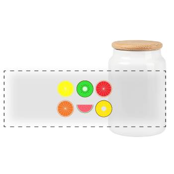 DIGITAL FRUITS - Digitale Hipster Früchte - Panorama Keksdose mit Holzdeckel - Weiß - Vorne