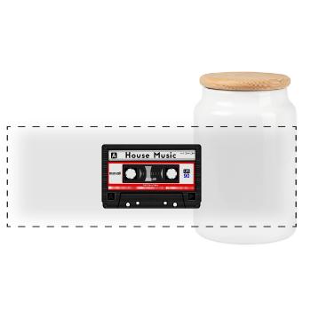 HOUSE MUSIC KASSETTE - Panorama Keksdose mit Holzdeckel - Weiß - Vorne