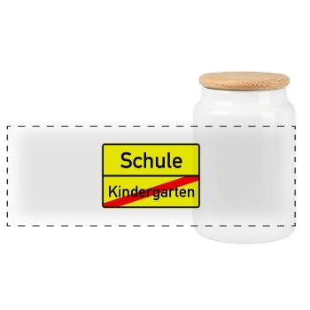 Einschulung: Schule, Kindergarten Ende - Panorama Keksdose mit Holzdeckel - Weiß - Vorne