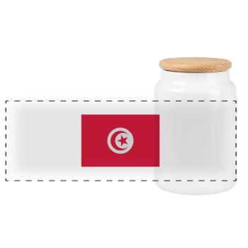 Flag of Tunisia / Flagge von Tunesien - Panorama Keksdose mit Holzdeckel - Weiß - Vorne