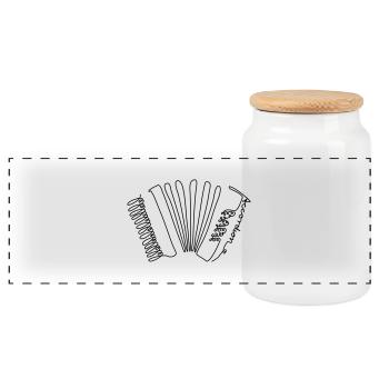 one line accordion - Panorama Keksdose mit Holzdeckel - Weiß - Vorne