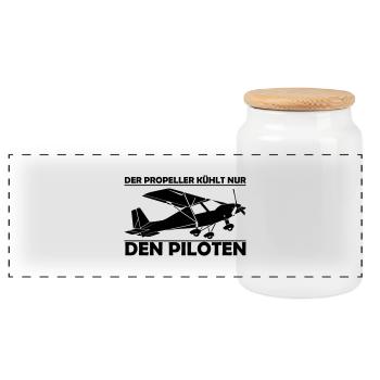 C42 Ultraleichtflugzeug Geschenk - Panorama Keksdose mit Holzdeckel - Weiß - Vorne