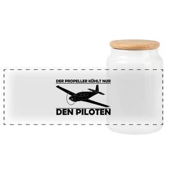 Mooney Motorflugzeug Geschenk - Panorama Keksdose mit Holzdeckel - Weiß - Vorne