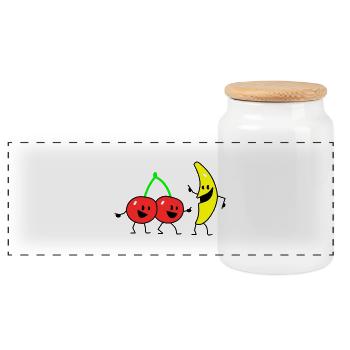 fruit salad two - Boîte à biscuits avec couvercle en bois - blanc - Devant