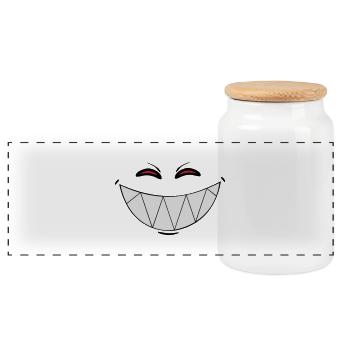 Smiling Demon - Panoramic Cookie Jar with Wooden Lid - white - Front