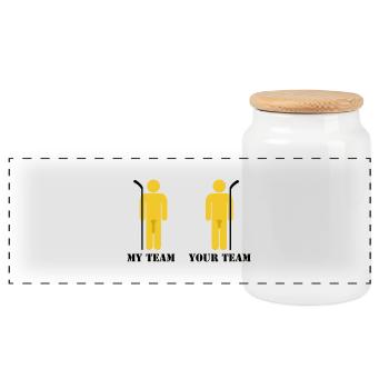 my team your team - Panorama Keksdose mit Holzdeckel - Weiß - Vorne