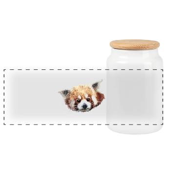 Panda - Panorama Keksdose mit Holzdeckel - Weiß - Vorne