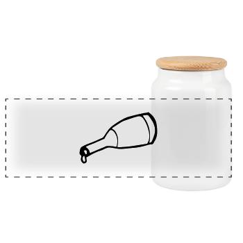 Flasche, ausgießen, Wein einschenken - Panorama Keksdose mit Holzdeckel - Weiß - Vorne