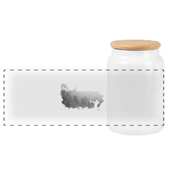 bowhunter splash Nebel - Panorama Keksdose mit Holzdeckel - Weiß - Vorne
