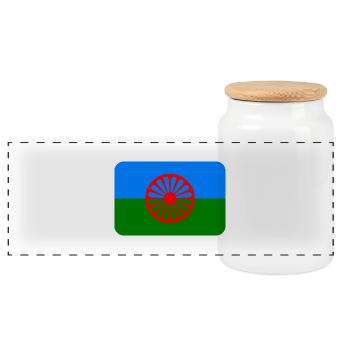 ROMANI FLAG round corner 400 dpi - Boîte à biscuits avec couvercle en bois - blanc - Devant