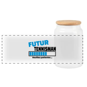 futur tennisman - Boîte à biscuits avec couvercle en bois - blanc - Devant