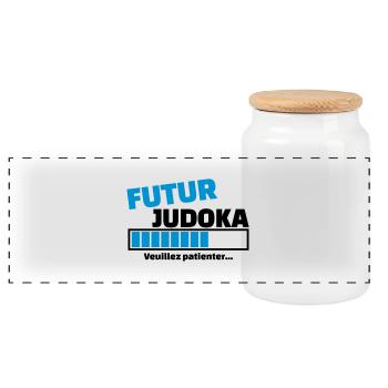 futur judoka - Boîte à biscuits avec couvercle en bois - blanc - Devant