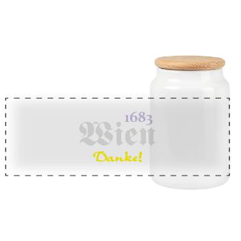 1683 Wien - Danke (3) - Panorama Keksdose mit Holzdeckel - Weiß - Vorne