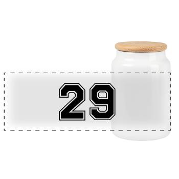 29 - Panoramic Cookie Jar with Wooden Lid - white - Front