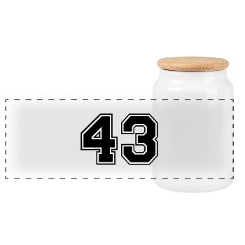 43 - Panoramic Cookie Jar with Wooden Lid - white - Front