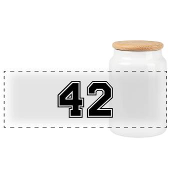 42 - Panoramic Cookie Jar with Wooden Lid - white - Front