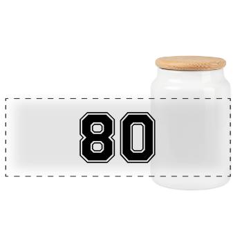 80 - Panoramic Cookie Jar with Wooden Lid - white - Front