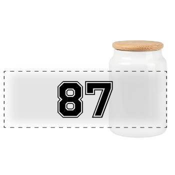 87 - Panoramic Cookie Jar with Wooden Lid - white - Front