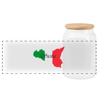 Sicile couleurs classique écrit Sicilia - Boîte à biscuits avec couvercle en bois - blanc - Devant