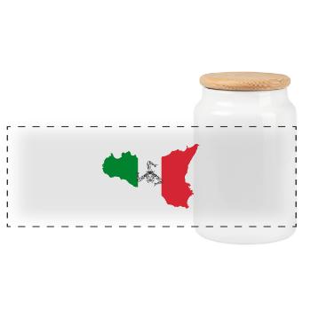 Sicily Sicilian colors emblem - Panoramic Cookie Jar with Wooden Lid - white - Front