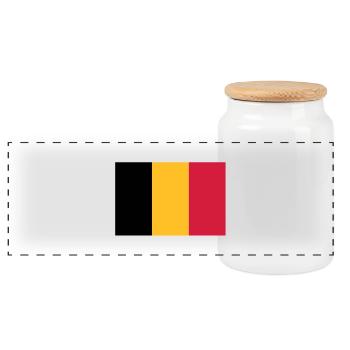 Drapeau Belge - Belgische vlag - Boîte à biscuits avec couvercle en bois - blanc - Devant