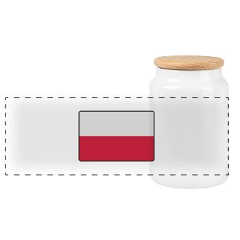 Poland Square Rounded 1 euro - Panoramic Cookie Jar with Wooden Lid - white - Front