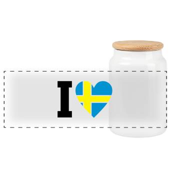 schweden_ilove_50 - Panorama Keksdose mit Holzdeckel - Weiß - Vorne