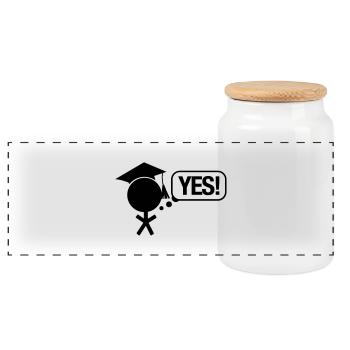 student_yes_f1 - Panorama Keksdose mit Holzdeckel - Weiß - Vorne