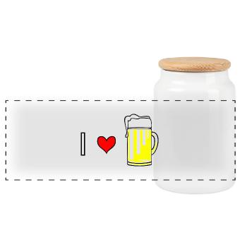 I love Bier - Panorama Keksdose mit Holzdeckel - Weiß - Vorne
