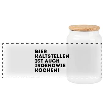 Dark pink COLD BEER IS ALSO MAKE ANY COOKING - Panoramic Cookie Jar with Wooden Lid - white - Front