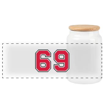 69__f2 - Panoramic Cookie Jar with Wooden Lid - white - Front