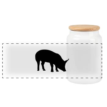Cochon noir - Boîte à biscuits avec couvercle en bois - blanc - Devant