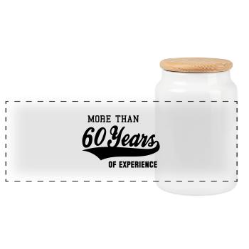 MORE THAN 60 Years OF EXPERIENCE - Panorama Keksdose mit Holzdeckel - Weiß - Vorne