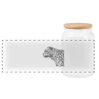 leopard - Panorama Keksdose mit Holzdeckel - Weiß - Vorne