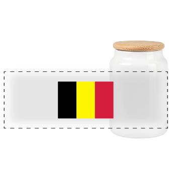 drapeau_belgique - Boîte à biscuits avec couvercle en bois - blanc - Devant