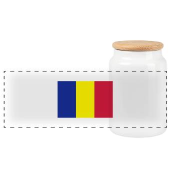 drapeau_roumanie - Panoramic Cookie Jar with Wooden Lid - white - Front