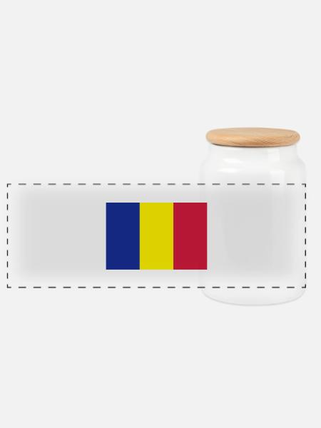 drapeau_roumanie - Panorama Keksdose mit Holzdeckel - Weiß