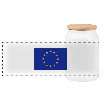 Europe - Panoramic Cookie Jar with Wooden Lid - white - Front