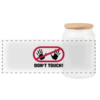 dont_touch_1__f2 - Panoramic Cookie Jar with Wooden Lid - white - Front