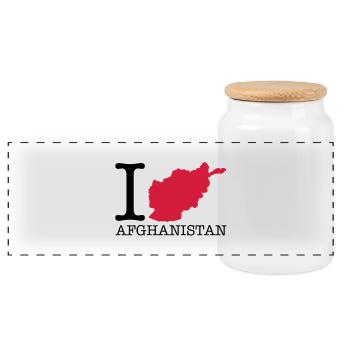 i_love_afghanistan_design_r2 - Panorama Keksdose mit Holzdeckel - Weiß - Vorne