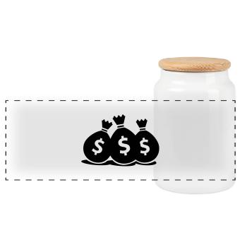 money__f1 - Panoramic Cookie Jar with Wooden Lid - white - Front