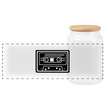 CASSETTE, MUSIC, PARTY DJ, OLDSCHOOL, RETRO - Boîte à biscuits avec couvercle en bois - blanc - Devant