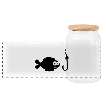 fisch_haken_comic_t1 - Boîte à biscuits avec couvercle en bois - blanc - Devant